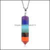 Hangende kettingen Zeven chakra hanger kronkelende pendum regenboog kleur energie ketting met 18 inch roestvrijstalen ketting voor yoga med dhgpf