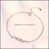 Charm Bracelets 925 Stamp Sterling Sier Jewelry Fashion Woman Leaf Cubic Zirconia Retro Simple Bracelet Length 20Cm Drop Delivery 202 Dhou4