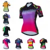 Racing Vestes Maillot De Cyclisme Femmes Vélo Chemises À Manches Courtes Femme VTT Top Vélo Vêtements Montagne Route Uniforme D'été Équipe Fille Rouge