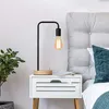 Tafellampen industrieel bureaulamp met houten basis retro kantoor voor slaapkamer nachtkastje lees metaal EU -plug