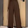 Bayan Pantolon Capris Retro Düz Renk Vahşi Düz Geniş Bacak Pantolon Kadın Bahar Kore Moda Yüksek Bel Sıradan Uzun Pantolon 221007