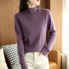 Kvinnors stickor Tees Halfhigh Neck Kvinnor Pullover Kvinnlig ulltr￶ja Tjock Autumn Winter Korean Knit Bottom Skjorta Slim varm tr￶ja 221007