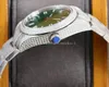 5 stelle Super orologio Full Diamond NF V5 Versione 5 Colore 2813 Movimento automatico Orologio da polso 41mm 124300 Green Dail Sapphire Men Watchs 18k White Gold