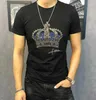 Men's T-Shirts M-5XL Skull Rhinestones T Shirts Men Summer top tees O Neck Slim fit Tshirts high quality T221006