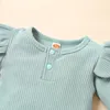 Clothing Sets 0 24M Infant Baby Girls Boys 2pcs Clothes Solid Ruffles Knit Long Sleeve Romper Tops Trousers Pants 221007
