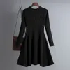 Casual Dresses Simple Basic Autumn Winter A-line tjock tröja klänning Kvinnor Elegant Knit Kvinna Slim Mini Robe Sticking Women's Clothing 221007