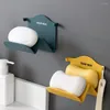 Porte-savons Salle de bains Boîte murale sans poinçon Créatif en forme de W Porte-vaisselle en plastique à double couche Support de rangement suspendu