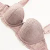 Bras Sets Wasteheart For Women Pink Underwire Padded Lace Trim Straps Cotton Panties Push Up Bra Sexy Lingerie Underwear 221007