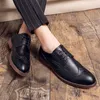 Plain brogue oxford shoes carved punch men's lace up simple fashion formal casual shoes large sizes 38-47