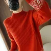 Women's Knits Tees 100 Wool Sweater Ladies HalfHigh Neck Pullover Casual Knit Tops Loose Ethnic Female Jacket Autumn Winter Thick Warm Sweater 1 221007