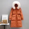 Women's Down Parkas Fitaylor Winter Women Long Jacket Large Natural Fur Collar Hooded Parkas 90% White Duck Down Coat Thickness Snow Warm Outwear 221007