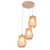 Pendant Lamps SGROW Simple Hanging Lamp For Living Room Dining Lampara Wicker And Bamboo Hand Knitted Lampshade Pendent Light Fixtures