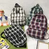 Backpack Fashion Plaid Nylon School For Girl Teenage Bags Y2k Korean Large Capacity Waterproof University Bag