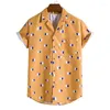 M￤ns casual skjortor m￤n tryckta skjorta kort ￤rm fashio nabellkl￤der sommar mode m￤n kl￤der knapp upp