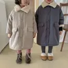 Manteau en duvet style coréen hiver enfants coton manteaux rembourrés couleur unie épaissir chaud parkas imitation cheveux de lapin enfants vêtements longs 221007