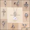 Paramètres de bijoux Paramètres de bijoux En gros 925 Sterling Sier Pendentif Zircon Solide Collier De Perles 18 Styles De Mode Pour Les Femmes Bdedome Dhy8E