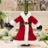 Abito rosso di Natale Copri bottiglia di vino Bottiglie di vino di Babbo Natale Custodia per borsa Merry Xams Decor Cena Capodanno Ornamento da tavolo Regalo