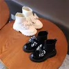 Boots Pearl Bowknot Child Knit Socks Shoes Kids Slip On Ankle Patent Leather Children Casual School Girls Footwear 221007