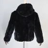 Frauen Pelz Faux Winter Frau Echte Rex Kaninchen Mäntel Mädchen Warme Natürliche Kapuze Jacken Fashion Zipper Echte Oberbekleidung 221006