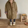 Coat de casaco de baixo estilo coreano Inverno Crianças longas Algodão acolchoado Casacos quente Espalhar a cor sólida Parkas unissex Kids Casual Outerwear 221007