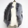 Futro dla kobiet sztuczne luksusowy oryginalny kamizelka Kobiety moda ciepła miękka srebrna kurtka bez rękawów marka kamizelki odzieży wierzchniej 221006