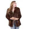 Dames bont faux winter vrouwen natuurlijke echte nertsenjack dame luxe lange mouw jas mode casual bovenkleding dikke warme kleding 221006