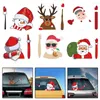 Décorations de noël Est accessoires de voiture 3D PVC bricolage Santa mignon Auto pare-brise Claus fenêtre décalcomanies essuie-glace autocollant