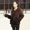 Kadın Kürk Sahte Mink Ceket Uzun Kollu Kapşonlu Günlük Ceket Moda Tüm Maç Fermuar Örgü Dış Giyim Özel Plus Boyut 221006