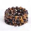 Strand Fashion Natural Tiger's Eye Stone Bracelets Bracelet Pour Femmes Et Hommes Unisexe Cadeau Perles Accessoires En Gros