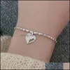 Очарование браслетов Sier Love Heart Bracelet Fashion уникальный рисовый зерновый цепь женская деликатная подарка на день рождения друг и то же ювелирные украшения Bra Dhvfw