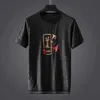 Heren T-shirts Chinese wind donkere jacquard draak tattoo besteden vrije tijd mannen ronde kraag losse grote werven T-shirt mannelijke korte mouwen zomer tij T221006