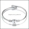 Bangle A-Z Inledande brev titanst￥l ￖppen manschett Bangle f￶r kvinnor 26 Alfabetet hj￤rta charm armband mode kvinnliga smycken g￥va drop dhekd