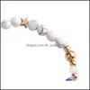 Fili di perline Bracciale a catena in pietra naturale Sistema solare Pianeti Stelle Turchese bianco Moda Stringa a mano Gioielli Bracciali da donna 3 Dholi