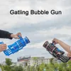 Juegos novedosos 2 en 1 Gatling Bubble Gun Juguete para niños Máquina eléctrica para niños al aire libre Regalos Vacaciones 221007