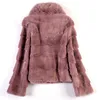 Penhas femininas Faux Whole Leather Rex Rabbit Coat Coat Women Winter Collar Young Style 221006