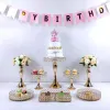 Dishes Plates 6PCS Gold Mirror Metal Round Cake Stand Wedding Birthday Party Dessert Cupcake Pedestal Display Plate Home Decor P1008