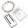 Str￤ngar 16.4ft/5m 50 LED -batteritrivna silvertr￥dstr￤ng Fairy Light Xmas Remote Controller