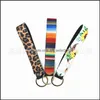 Andra modetillbehör Neopren Band Split Lanyard Serape Girls/Women Keychain Wristlet Prints Ring Key Holder Hand Wrist Keychain DH2TG