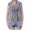 Women's Fur Faux Lady Real Rabbit Vest Knitting Tassel Raccoon Collar Waistcoat Women 100 Natural Genuine Gilet Outerwears 221006