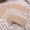 Other Event Party Supplies 20pcs Lace Burlap Cutlery Pouch Vintage Jute Hessian Knife Fork Holder Rustic Wedding Decoration Birthday Tableware Bag 221007