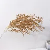 Kwiaty dekoracyjne złote sztuczne rośliny wentylator liście wystrój domu DIY eukaliptus trawa plastikowa