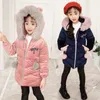 Manteau en duvet mode enfants veste plus velours coton à capuche enfants hiver pour filles Long manteau col en fourrure vers le bas 221007