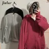 Kadın Hoodies Sweatshirts Jielur Tuğla Kırmızı Siyah Gri Hoodies Kadın Zip-Up Trailsuit Sonbahar Harajuku Serin Sokak Moda Kadın Sweatshirt M-XXL 221007