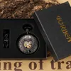 Montres de poche amour coeur forme main vent mécanique montre rétro creux squelette pendentif Steampunk hommes avec chaîne cadeau d'anniversaire