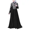 Casual jurken vrouwen moslimjurk kaftan arab jilbab abaya islamitische kanten stiksel maxi dames luipaard print shirt lang