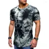 Camisetas masculinas camisetas de algodão de algodão de algodão Moda casual camisetas soltas tops retro hip-hop tie-dye shorts shorts de canela o-deco