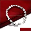 Kralen strengen 925 Sterling Sier 10mm holle bal kralen strengen kettingarmband voor vrouw charme bruiloft verloving mode feest jood dhry6