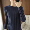 Kobiety koszulki dla kobiet jesienne zima kobiety 100 czysty bawełniany sweter oneck pullover swobodny dzianowy pasek bluzki żeńskie luźne sweter 221007