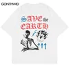 T-shirt da uomo Hip Hop Gothic T-shirt Streetwear Uomo Scheletro Teschio Y2K Stampa Punk Rock Maglietta in cotone 2022 Estate Casual T-shirt a maniche corte T221006