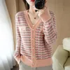 Damesbreien TEES Koreaanse HoundStooth Women Sweater Cardigan Jacket Dames Elegante kasjmier Wol Knitwear Tops Vintage Vneck Dikke gebreide jas 221007